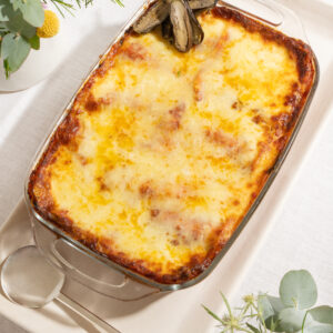 Lasanha de berinjela (acompanha travessa de vidro para levar ao forno)